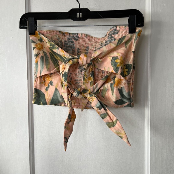 American Eagle Strapless Crop Topical Tie Back Shirt - Small - Picture 2 of 2